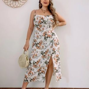 Split thigh floral maxi dress